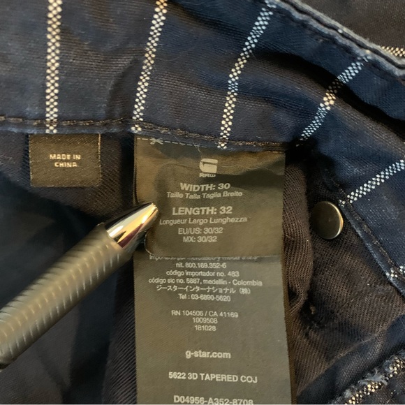 G-Star Raw Men’s 5622 Elwood 3D Tapered Navy Pinstripe Jeans 30x32 - Picture 14 of 14